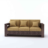 Olivia Solid Sheesham Wood 3 Seater Sofa (Walnut Finish)